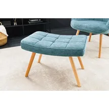 Riess-Ambiente Hocker SCANDINAVIA - modern blau Strukturstoff Massivholz-Beine Fußhocker