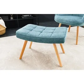 Riess-Ambiente Hocker SCANDINAVIA - modern blau Strukturstoff Massivholz-Beine Fußhocker