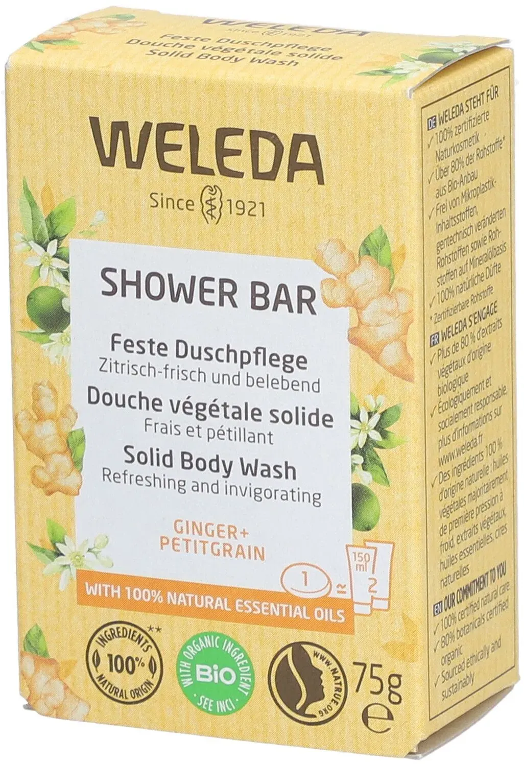 Weleda Bio Vegetarische Dusche Solide Ingwer & Petit Grain