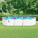 vidaXL Stahlwand-Pool oval 610 x 360 x 120 cm weiß