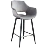KAWOLA Barhocker ZAJA Barstuhl Sitzhöhe 76 cm Velvet grau