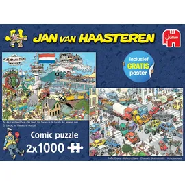 JUMBO Spiele Jan van Haasteren Verkehrschaos & Zu Luft Land Und Meer, Puzzle 1000 Teile (L4PC-00117411)