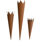 Dekoleidenschaft 3 Gartenstecker "Krönchen" aus Metall in Rost-Optik mit Windlichtglas, Gartenstecker, Kerzenhalter, Dekostecker, Gartendeko für Draußen