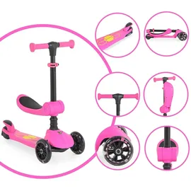 Moni Kinderroller 2 in 1 Lamborghini Laufrad, Lenkerhöhe verstellbar, klappbar pink