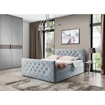 Fun Möbel Boxspringbett Schlafzimmerbett EIVOR 160x200cm Hellgrau inkl.Bettkasten