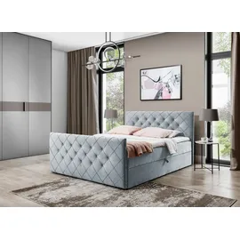 Fun Möbel Boxspringbett Schlafzimmerbett EIVOR 160x200cm Hellgrau inkl.Bettkasten