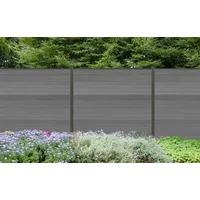 Elephant Gin WPC Sichtschutzzaun Cora Line 4 x Zaunfeld grau und 5 x Alu-Pfosten anthrazit zum Einbetonieren
