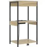 vidaXL Nachttisch mit Ladestation mit Regal Sonoma Eiche Holzwerkstoff