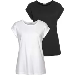 Flashlights T-Shirt, (Packung, 2 tlg., 2er-Pack), Kurzarm, figurbetont, unifarben, Rundhals, für jeden Anlass Flashlights weiß, schwarz 52/54