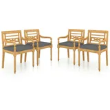 vidaXL Batavia-Stühle 4 Stk. mit Kissen Massivholz Teak