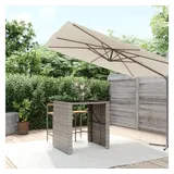 vidaXL Bartisch mit Glasplatte Grau 105x80x110 cm Poly Rattan