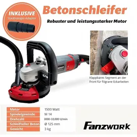 FANZTOOL Betonschleifer Betonfräse Set 125 mm
