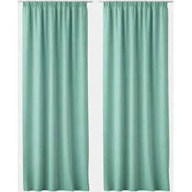JEMIDI 2x Vorhang blickdicht 140x250cm - 2er Set Gardine mit Kräuselband Universalband - 100% Polyester Schal lang für Wohnzimmer Schlafzimmer - mint