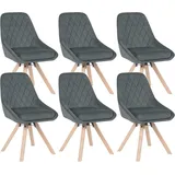 Woltu 6er Set Esszimmerstühle drehbar, Drehstuhl, Küchenstuhl, Polsterstuhl mit Samtbezug, Wohnzimmerstuhl, Design Stuhl, Beine aus Buchenholz, dunkelgrau