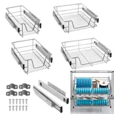 XMTECH 4 Stück Küchen Regal Teleskopschublade Küchenschublade Schlafzimmerschublade Schrankauszug Ausziehbare Ablage Geeignet für 60cm Schränke(Tatsächliche Breite 57cm)
