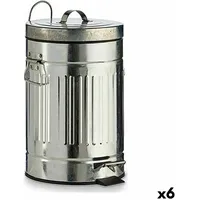 BigBuy Papierkorb mit Pedal Silberfarben Stahl 7 L [6