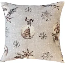 HOME WOHNIDEEN Kissenbezug Feliz Navidad 50 x 50 cm Grau