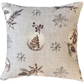 HOME WOHNIDEEN Kissenbezug Feliz Navidad 50 x 50 cm Grau