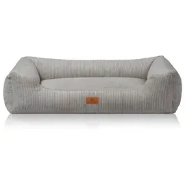 Knuffelwuff Hundebett aus Cord mit Handwebcharakter Olivia XXL 120 x 85cm Hellgrau