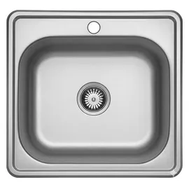 Faizee Möbel Edelstahlspüle 48x48 cm beidseitig montierbar Handbetätigung 480 x 480 mm