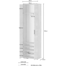 Germania Fremont Garderobenschrank 59x199x34 braun