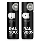 COSMOS LAC Sprühlack Sprühdose - 400ml - Sprühfarbe für den DIY-Bereich, geeignet für alle Oberflächen - Lackspray (2, RAL 9005 - schwarz seidenmatt)