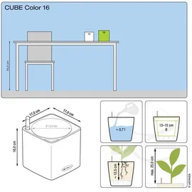 LECHUZA Cube Glossy 16 Komplettset 17 x 17 x 16 cm weiß highgloss