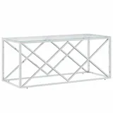 vidaXL Couchtisch 110x45x45 cm Edelstahl und Glas Modell