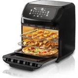 Arendo Heißluftfritteuse, Minibackofen 12L Edelstahl, Airfryer, Pizzaofen, Multifunktionsofen, Mini Backofen mit Umluft, 1800 Watt, Timer,