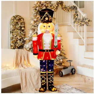 COSTWAY Weihnachtsfigur (1 St), Nussknacker Figur, LED Weihnachtsdeko, groß