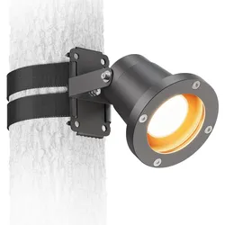 ledscom.de LED Gartenstrahler DUK mit Gurtbefestigung für außen, Stecker, anthrazit, inkl. GU10 Lampe, 630lm, warmweiß