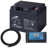 Wartungsfreie Blei-Batterie mit 12 Volt, 40 Ah + Solar-Laderegler 30A