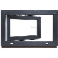 Kellerfenster - Kunststoff - Fenster - innen weiß/außen anthrazit - BxH: 50 x 50 cm - 500 x 500 mm - DIN Rechts - 3 fach Verglasung - 60 mm Profil