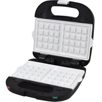 Syntrox Belgische Waffeln Kombigerät mit Wechselplatten SM-1500W Perom, Antihaftbeschichtet, Edelstahl, Schwarzes Design, Kompakt und Robust, Rutschfeste Standfüße