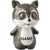 alles-meine.de GmbH große Spardose - Motivwahl - Waschbär - mit Verschluß - incl. Name - aus Kunstharz - 14 cm - stabile Sparbüchse - Sparschwein - für Kinder & Erwachsene/Lust..