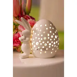 Hase Leona mit LED Ei stehend cremeweiß