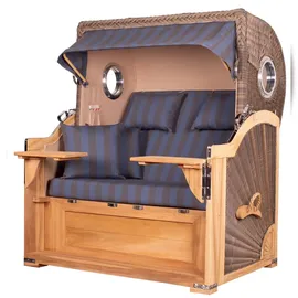 Mr. Deko bene living Strandkorb Komplettset Königssee Teak Bullauge PE grau Modell 582