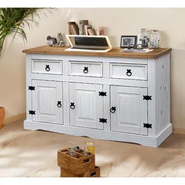 Möbilia Kommode 130 x 80 x 45 cm Weiß / Honig