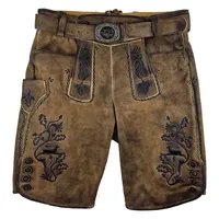Maddox Trachtenlederhose MADDOX Kurze Lederhose 'Rothsee' mit Gürtel, Anti braun 58