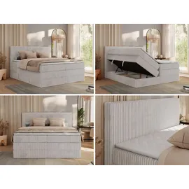 MKS Meble Boxspringbett TILIANO KING - 160/200 - Hellgrau Cord - H3,