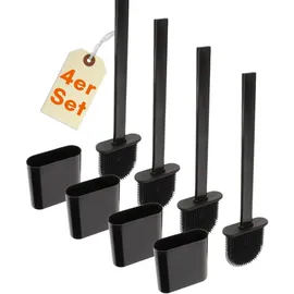 GarPet Klobürste Silikon schwarz Wandmontage Silikon Toilettenbürste WC Bürste Klobürstenhalter ohne bohren WC Bürstengarnitur Toilettenbürste 4 Stück