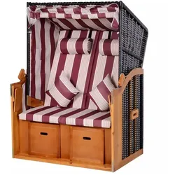PureHaven Strandkorb 118x79x150 cm für 2 Personen elegantes Design inkl. Rücken- und Sitzkissen verstellbare Rückenlehne Klapptische und Fußstützen