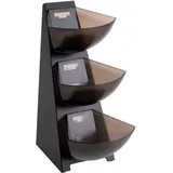 APS 11413 Multi-Rack, Küchenregal, Gestell aus 18/0 Edelstahl, Portionsschütte aus Kunststoff, Portionsspender, Volumen pro Schütte 1 Liter Inhalt, 3-stufig