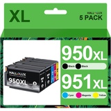 HALLOLUX 950XL 951XL Druckerpatronen Ersatz für HP 950 951 XL Multipack für HP Officejet Pro 8610 8620 8600 8600 Plus 8100 8630 8640 8660 8615 8625 251dw Drucker(Schwarz Cyan Gelb Magenta,950XL 951XL)