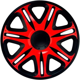Auto-Style Satz J-Tec Radzierblenden Nascar 15-Zoll Schwarz/Rot