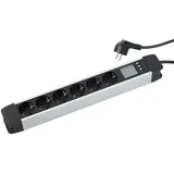 revolt Steckerleisten: 6-Fach-Alu-Steckdosenleiste mit Stromverbrauchszähler und LCD-Display (Steckdosenleiste mit Stromzähler, Echtzeit-Stromzähler, Steckdosenwürfel)
