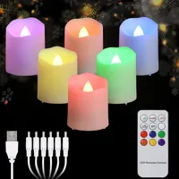 Nachfüllbare, Flammenlose Teelichter Mit Timer Und Fernbedienung, Led-weihnachtskerzen Mit Realistischem Flackereffekt Für Zuhause, 6 Stück In Rgb-farben