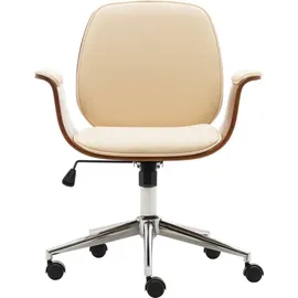 vidaXL Bürostuhl Bugholz Kunstleder Creme