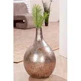 Gilde Vase Peso grau antikfinish matt Blumenmotiv Höhe 56 cm Dekoration Wohnaccessoire Geschenkidee Inneneinrichtung