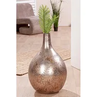 Gilde Vase Peso grau antikfinish matt Blumenmotiv Höhe 56 cm Dekoration Wohnaccessoire Geschenkidee Inneneinrichtung